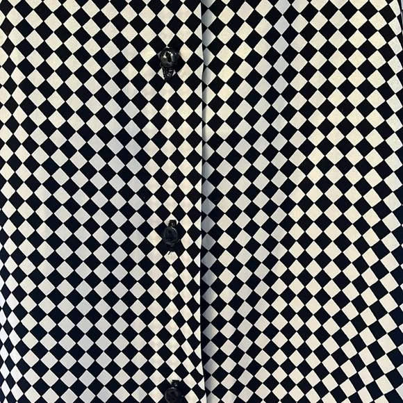 Willi Smith 100% Silk Blouse Black and White Diamond pattern Size 16 - Picture 4 of 7